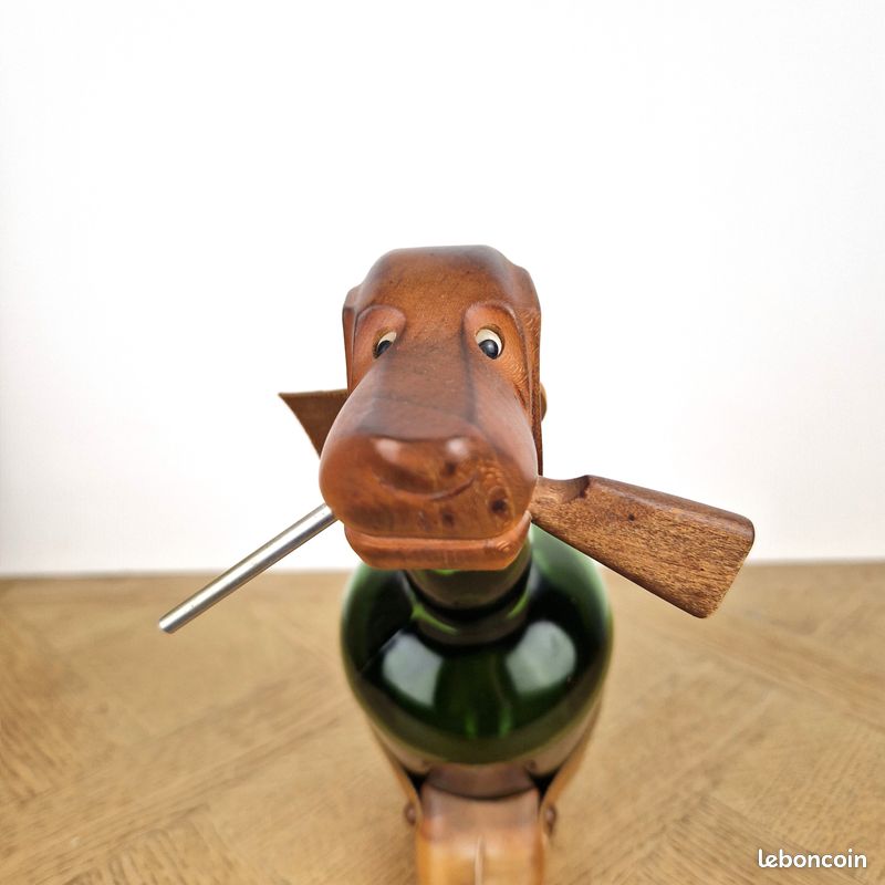 Bouteille De Whisky De Chasse Avec Statue De Chien - Verre Premium, Bouchon Hermétique, Décoration Bar Ou Cuisine