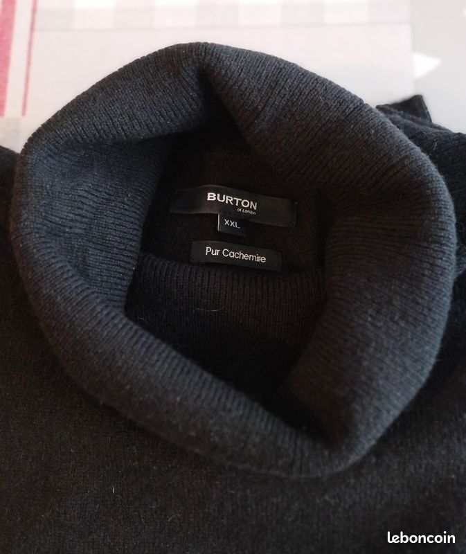 PULL Col roulé Noir 100% Cachemire 