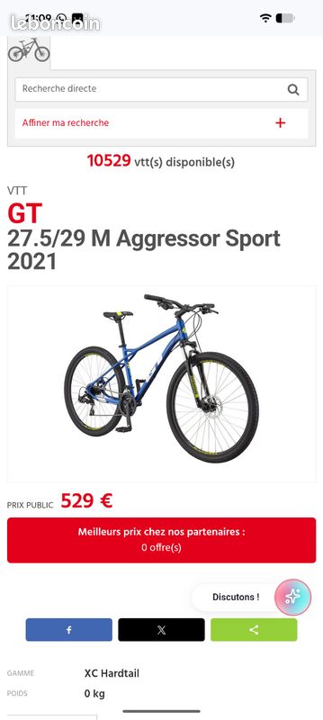 🚴⏰VALEUR 529E GT AGRRESSOR 29 POUCES VTT velo (image 3)