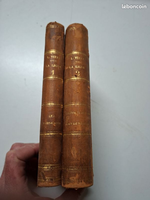 1179 La Ligue scènes historiques Louis Vitet 1854 2 volumes Gosselin demi-veau carte (image 1)