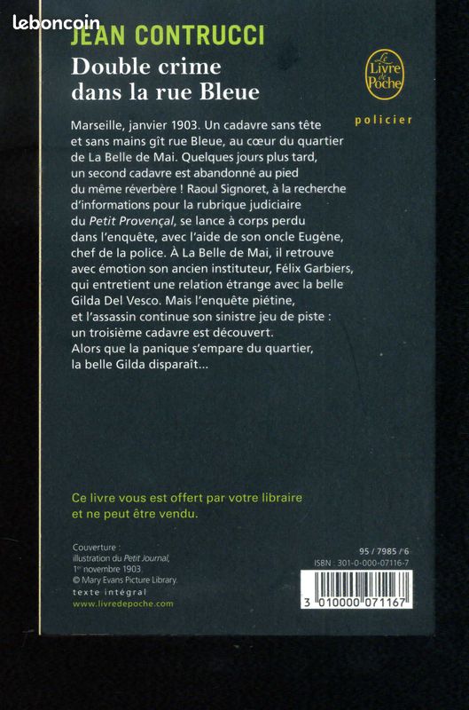 Polars auteurs Jean Contrucci Double crime dans la rue bleue (image 2)