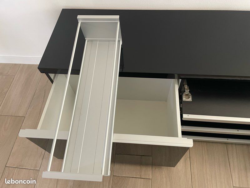Meuble tv besta noir laqué + étagère murale (image 5)