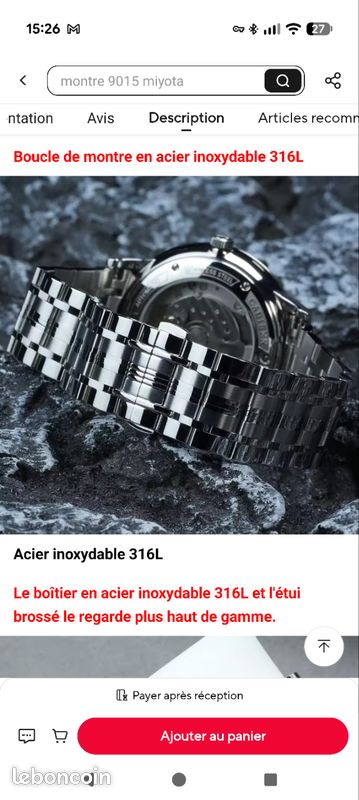 Montre automatique Cadisen Mouvement Miyota 9015 (image 3)