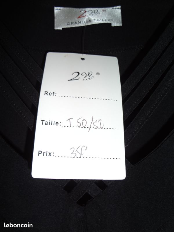 Tunique Noire Femme Taille 5 - Marque 2W Grandes Tailles - Occasion Très Bon état - Longueur 86 Cm
