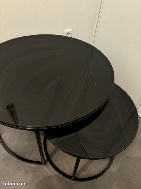 Duo table basse noir ronde (image 4)
