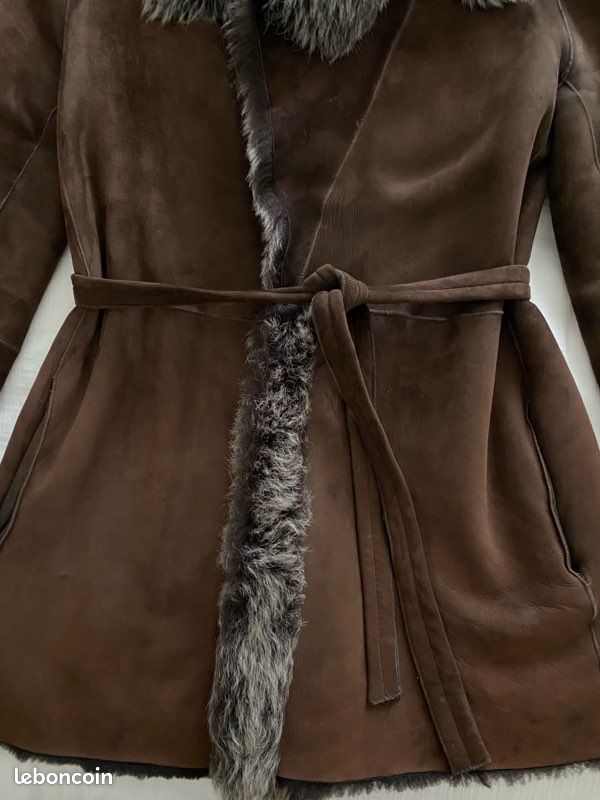 Veste En Fourrure D'agneau Persan Dellera - Taille 46 - Gris - Italienne - Occasion Très Bon état