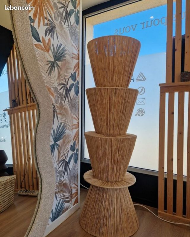 Lampadaire raphia naturel (image 1)