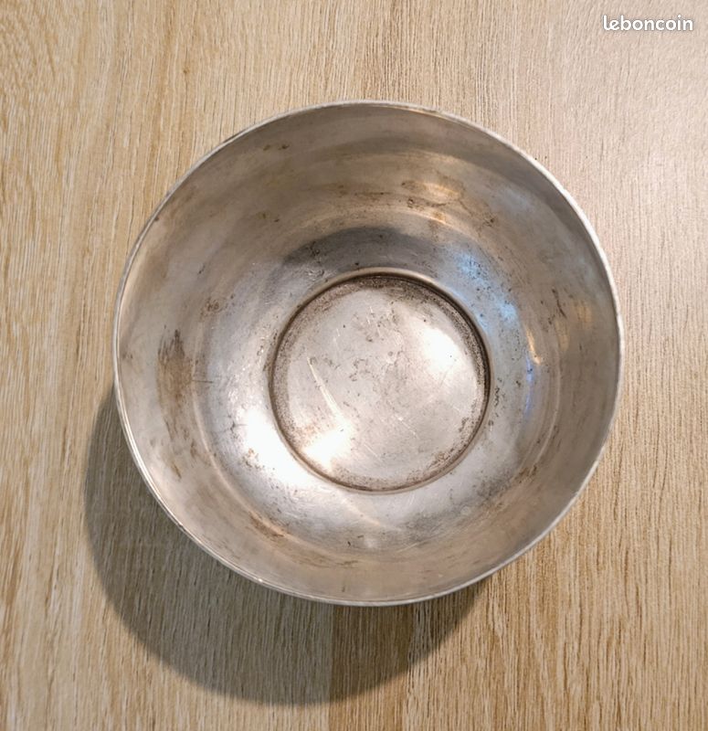 Bol En Métal Argenté Signé LUNT - Orfèvre Américain, Motif Baroque, Diamètre 14 Cm