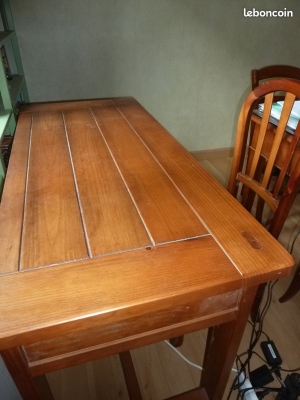 Table de bureau et chaise en pin massif couleur de finition merisier (image 4)