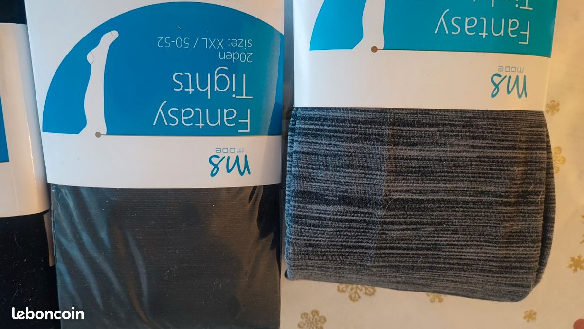 Lot De 4 Paires De Collants Noirs Taille 4 (FR46/48) - Marques Variées, Neuves Avec étiquettes