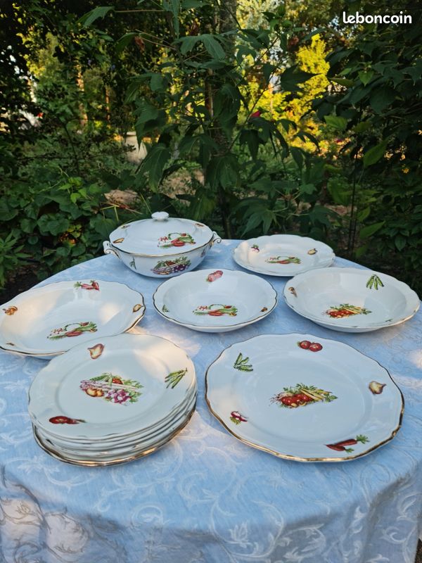 2 Plats Ronds Vintage Digoin Sarreguemines - Motif écossais Jaune Et Vert, Occasion