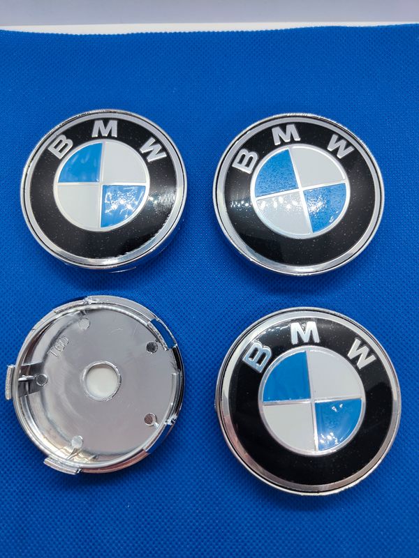 4x Cache Moyeu Jante Centre De Roue enjoliveur BMW 60mm bleue et blanc Neuf  - Équipement auto