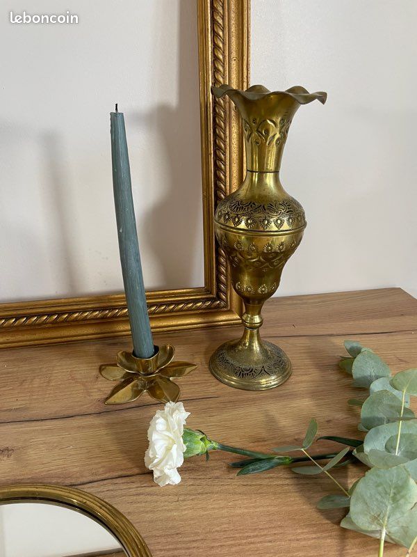 Petit en Laiton Vase de Fleurs Laiton Massif - Design 10cm Vintage