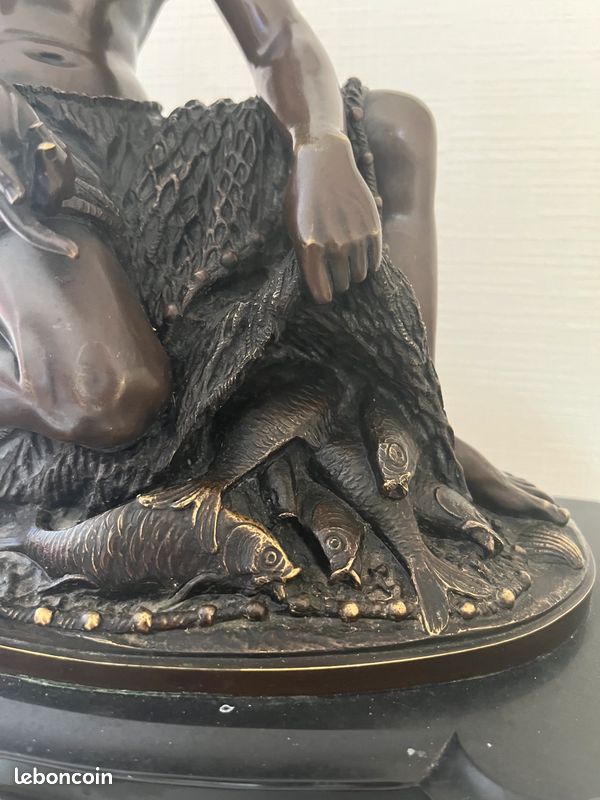 PENDULE EN BRONZE le pêcheur Napolitain par Théodore COICHON (image 5)