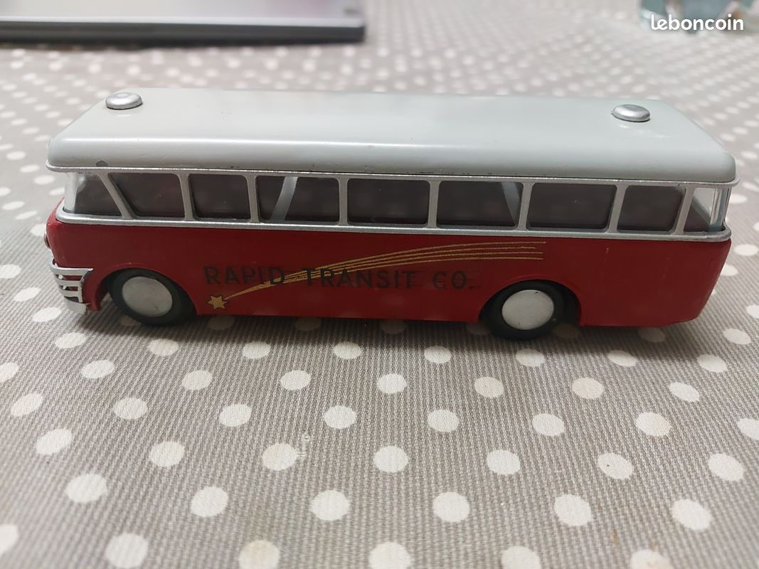 JOUET ANCIEN VINTAGE AUTOBUS CAR JOUSTRA jeu friction tole renault londres