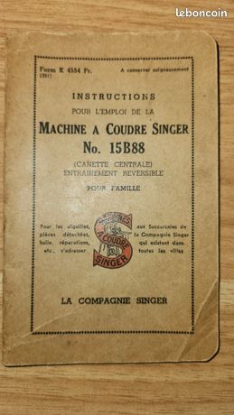 Notice D'instructions Originale SINGER Pour Moteur électrique De Machine à Coudre