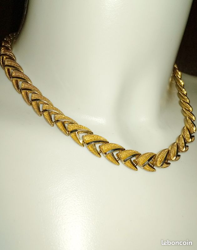 Collier Fantaisie Vintage Doré à Grosses Mailles - Style Sautoir Années 70, Occasion