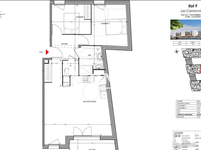 Appartement 3 pièces 68 m² · à Louviers · 68 m² · 789 €/mois