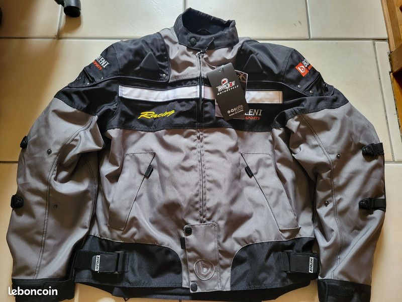 Veste De Motard En Cuir Synthétique Avec Fermeture éclair Pour Homme, KCD742 Rouge, XXL