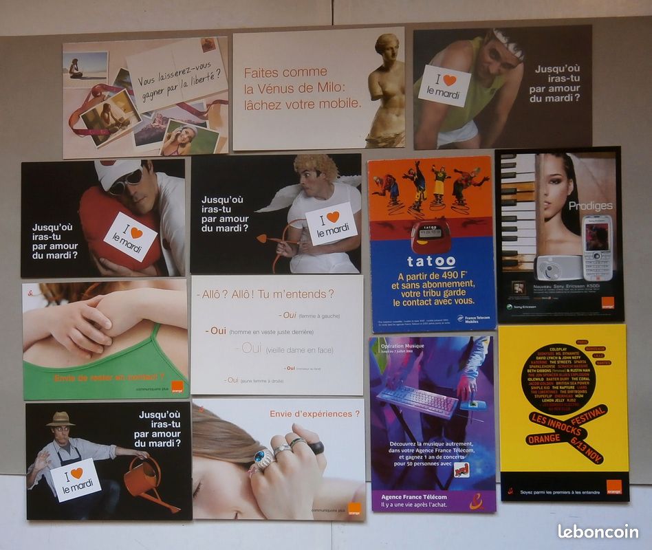 Lot 17 cartes postales publicitaires « Orange – France Telecom – Téléphones mobiles » 2002 à 2006 état neuf n°57 (image 1)