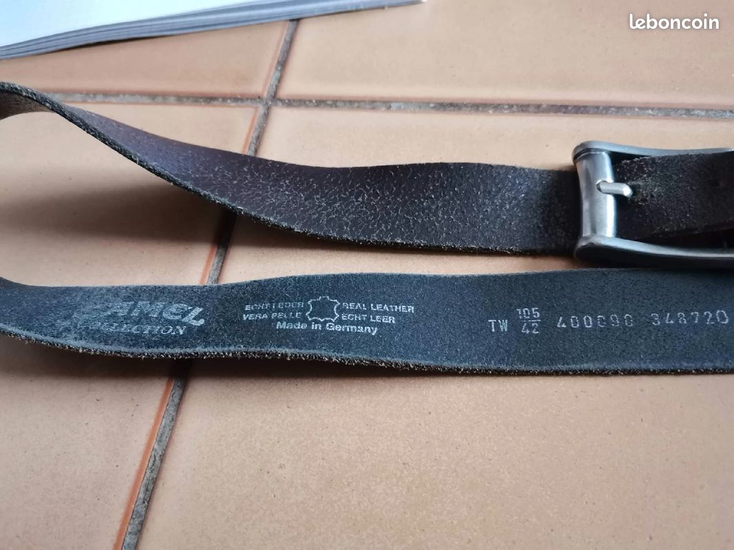 Ceinture en cuir marron Camel vintage (image 6)