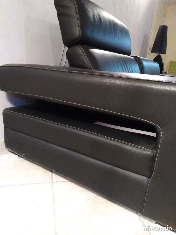 Canapé cuir noir (image 2)