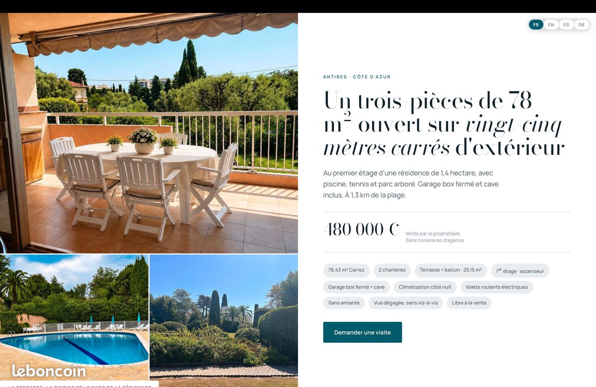 Appartement 3 pièces 78 m² · à Antibes · 78 m² · 480 000 €