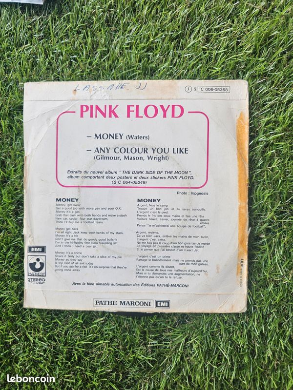 P - disque vinyle 45T PINK FLOYD - money (image 4)