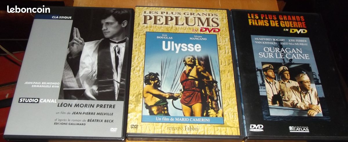 Dvd LEON MORIN PRETRE BELMONDO - PEPLUM ULYSSE KIRT DOUGLAS - GUERRE OURAGAN SUR LE CAINE HUMPHREY (image 1)