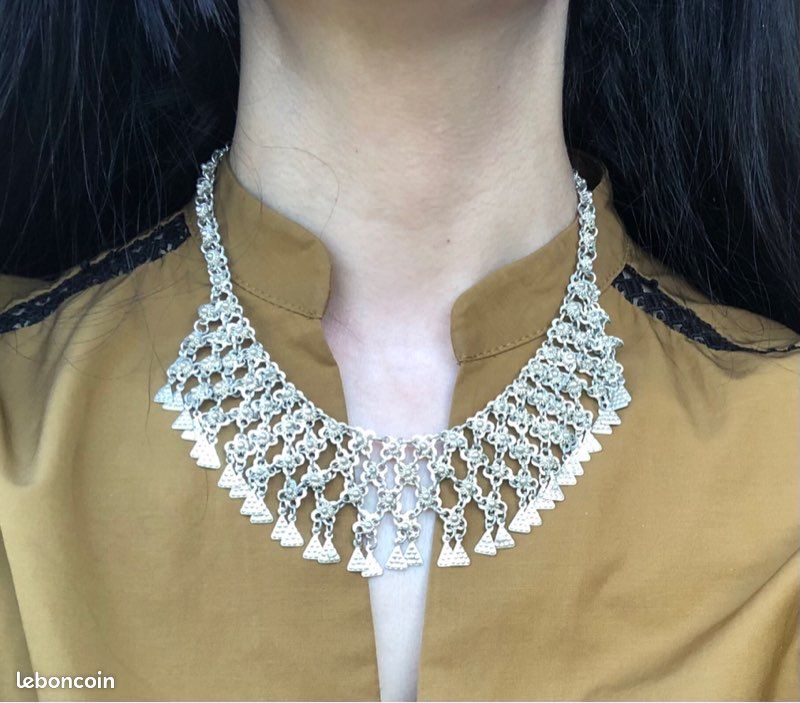 Collier Ras De Cou Ancien En Argent Massif 800 (850/1000) - Poinçon K & L - Allemagne - Occasion