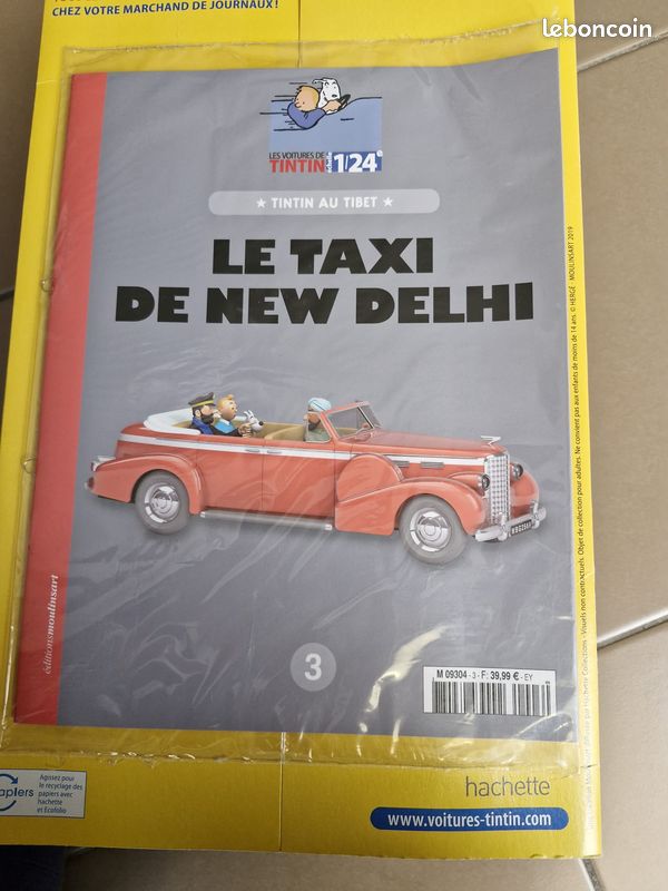 Miniature Hachette 1/24 - Taxi De New Delhi, Collection Tintin, Orange Métal, Neuf En Boîte