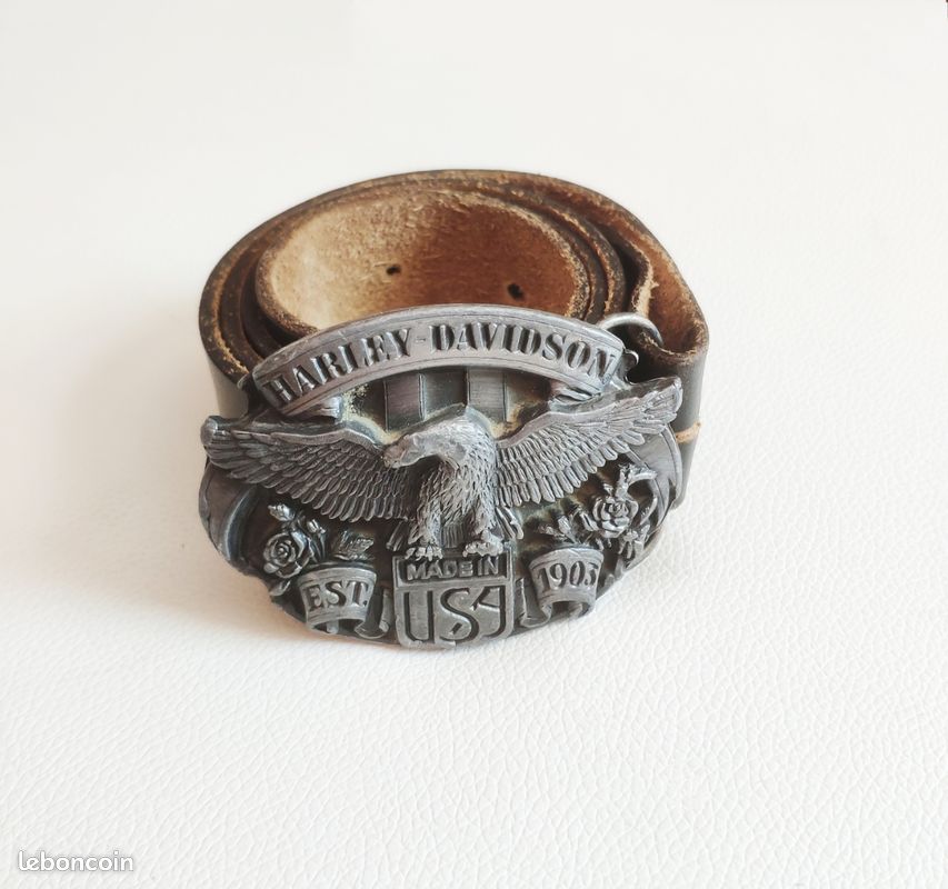 Magnifique ceinture en cuir véritable Harley Davidson vintage