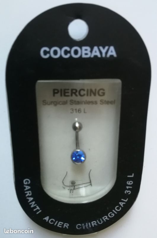 Piercing neuf "diamant" bleu COCOBAYA acier chirurgical (image 1)