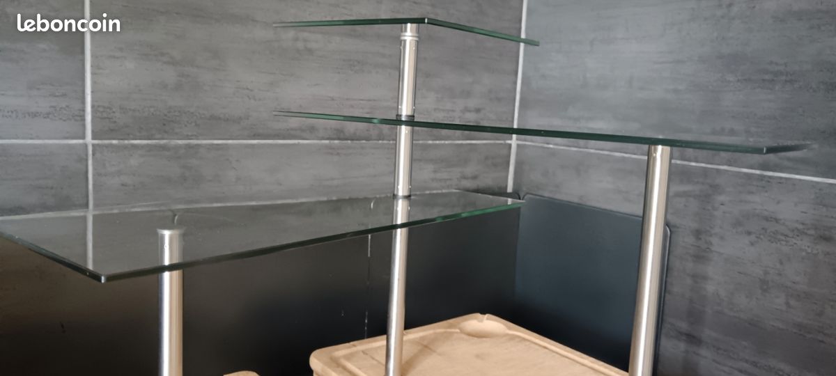 ÉTAGÈRE D ANGLE verre trempé et acier inoxydable (image 4)