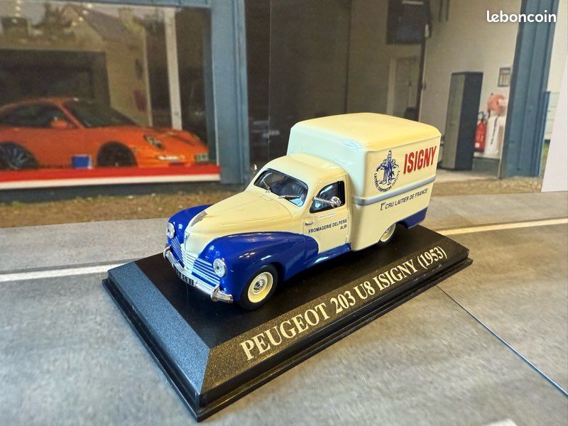 Coche Miniatura 1/43 Peugeot 203 U8 Isigny 1953 - Modelo Coleccionismo, Metal, Con Base Y Caja