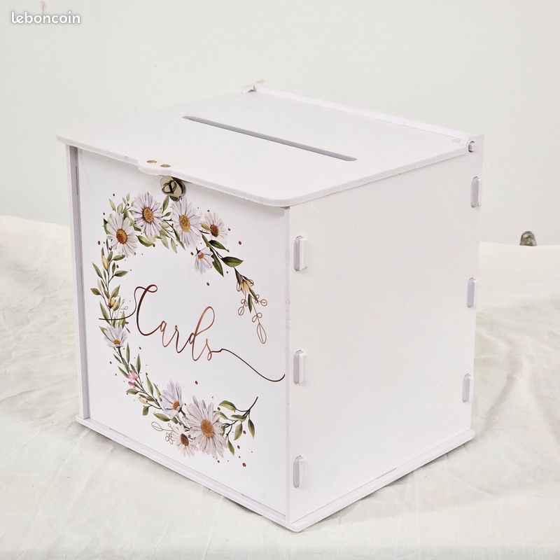 Boîte Aux Lettres De Mariage – Blanche Métal, Forme Boîte Aux Lettres, Murale