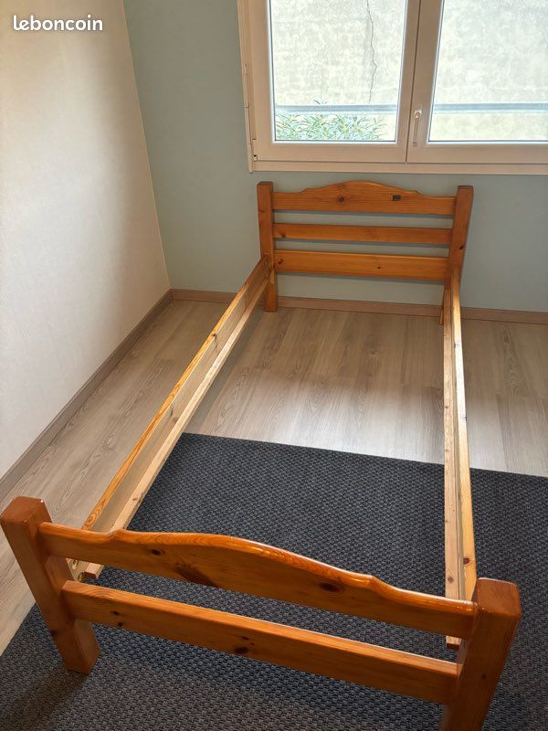 Lit simple bois de pin + matelas Bultex (image 4)