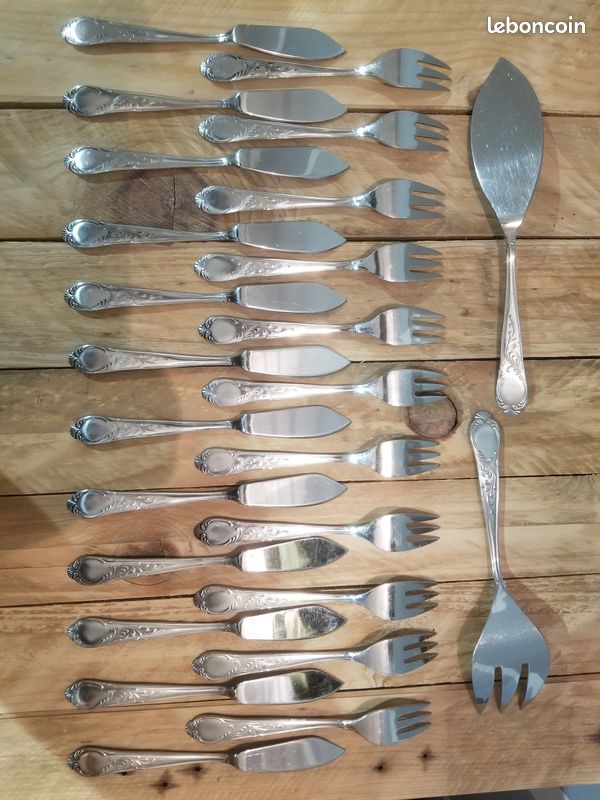 Lot De 6 Fourchettes CHABANNE Inox - Modèle Louis XV Feuillagé - France - Occasion