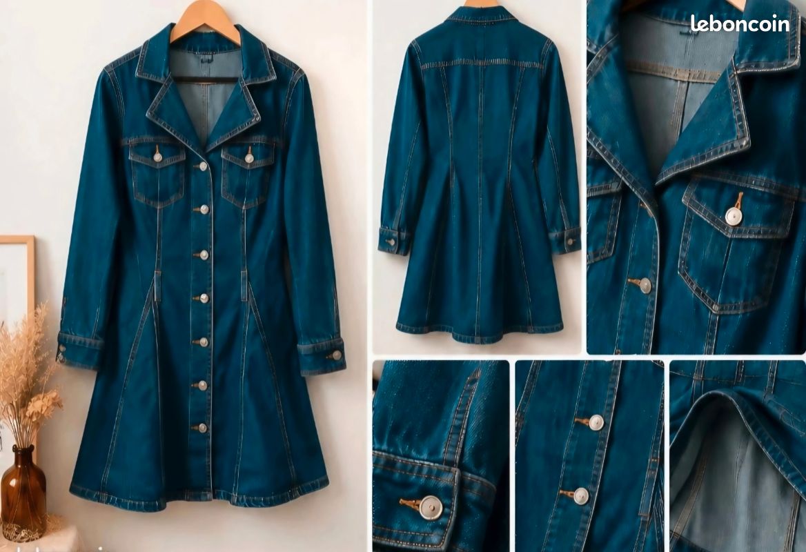 Robe veste femme jean bleu (image 1)