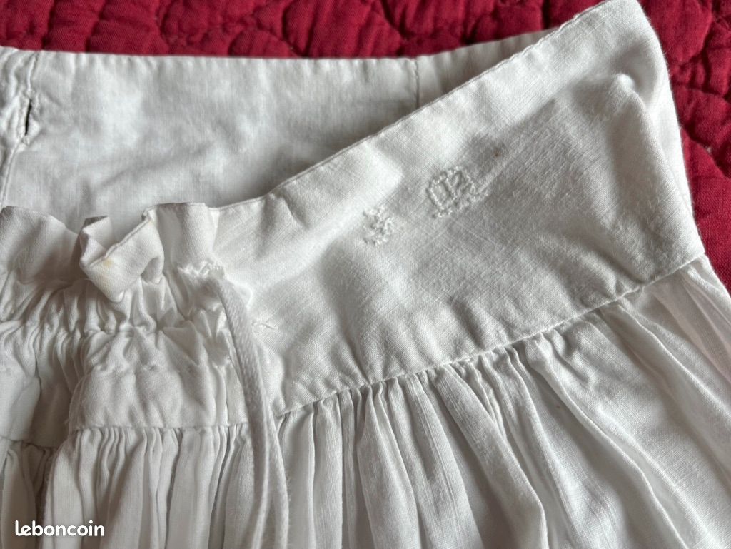 Jupon / jupe, datant du début du XXe siècle, en coton avec dentelle (image 8)