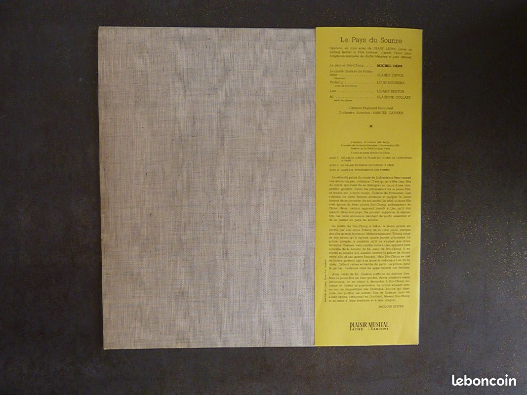 Vinyle 33 tours le pays du sourire (image 2)