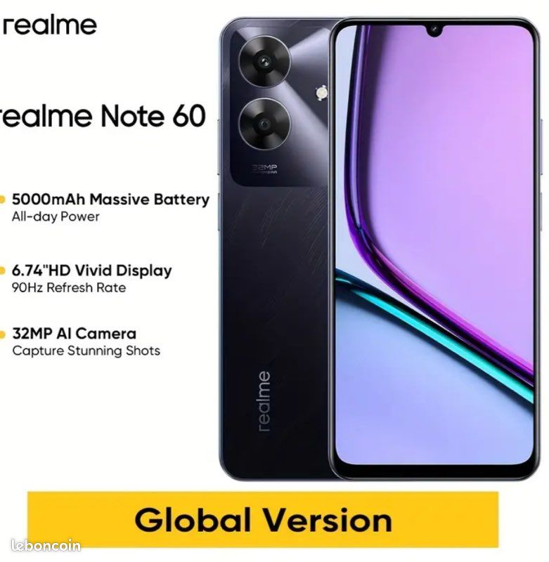 Smartphone Realme Note 60 – 128Go – Neuf débloqué – Caméra 32MP (image 8)