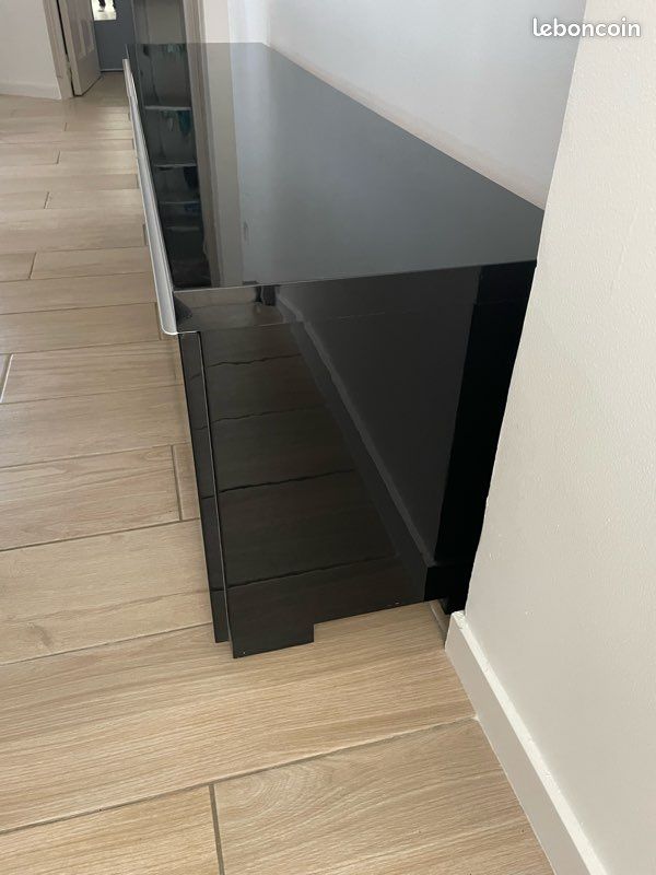 Meuble tv besta noir laqué + étagère murale (image 6)
