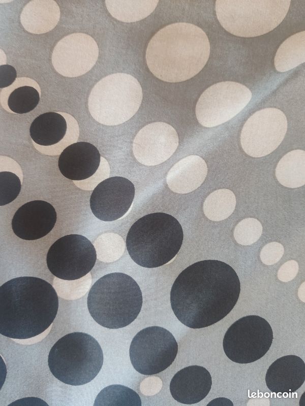 Foulard Carré En Soie Caroll Paris - Bleu - Ancien - Occasion