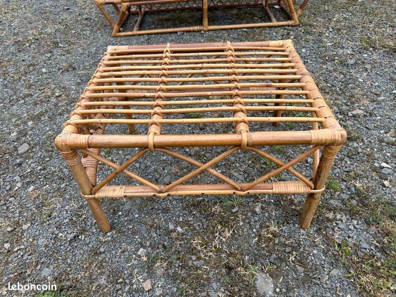 Table basse en bambou vintage (image 1)