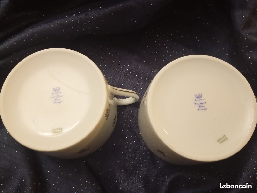 2 tasses porcelaine de Limoges manufacture La Reine (image 5)