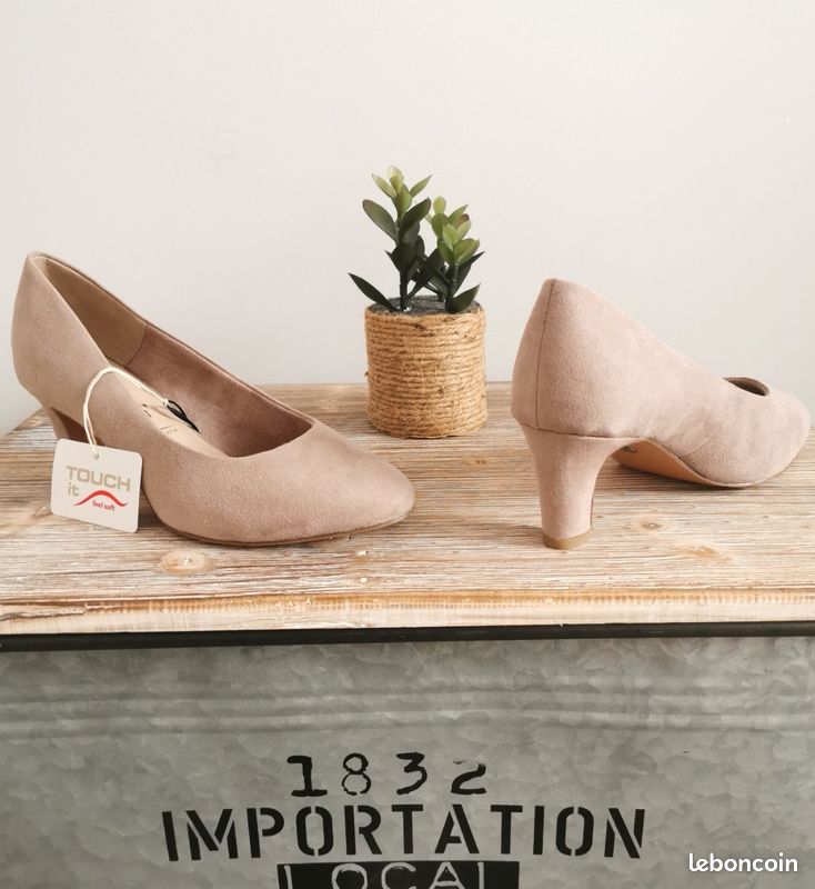 Escarpins ANAIS Pointure 35 – Beiges, Talons Bas, Confortables – Neufs Dans Boîte