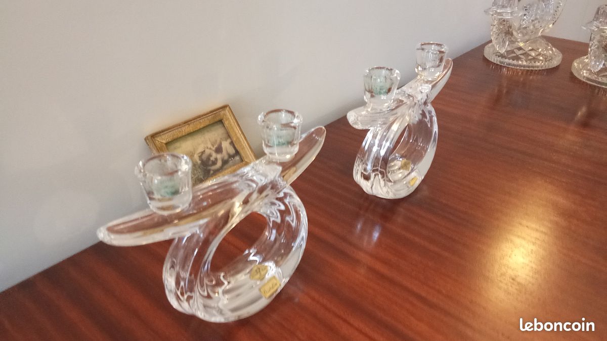 Paire de chandeliers .CRISTALLIN DE VANNES. VINTAGE (image 2)