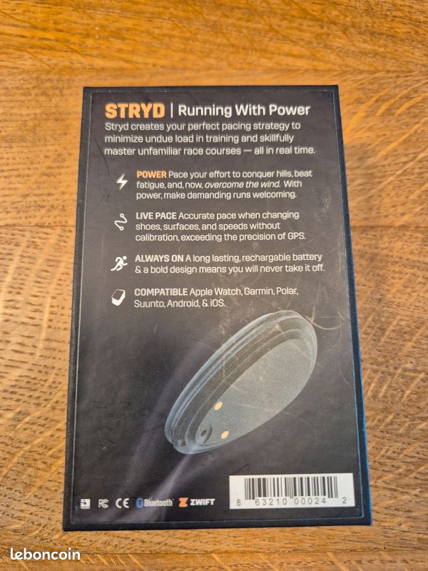 Capteur de puissance Stryd Wind – TBE – compatible Garmin/Apple