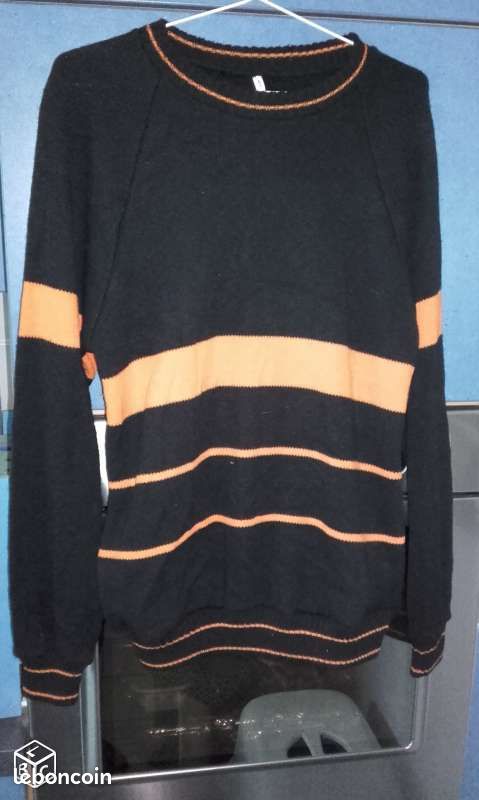 Pull homme noir/orange taille 1(ap) (image 1)